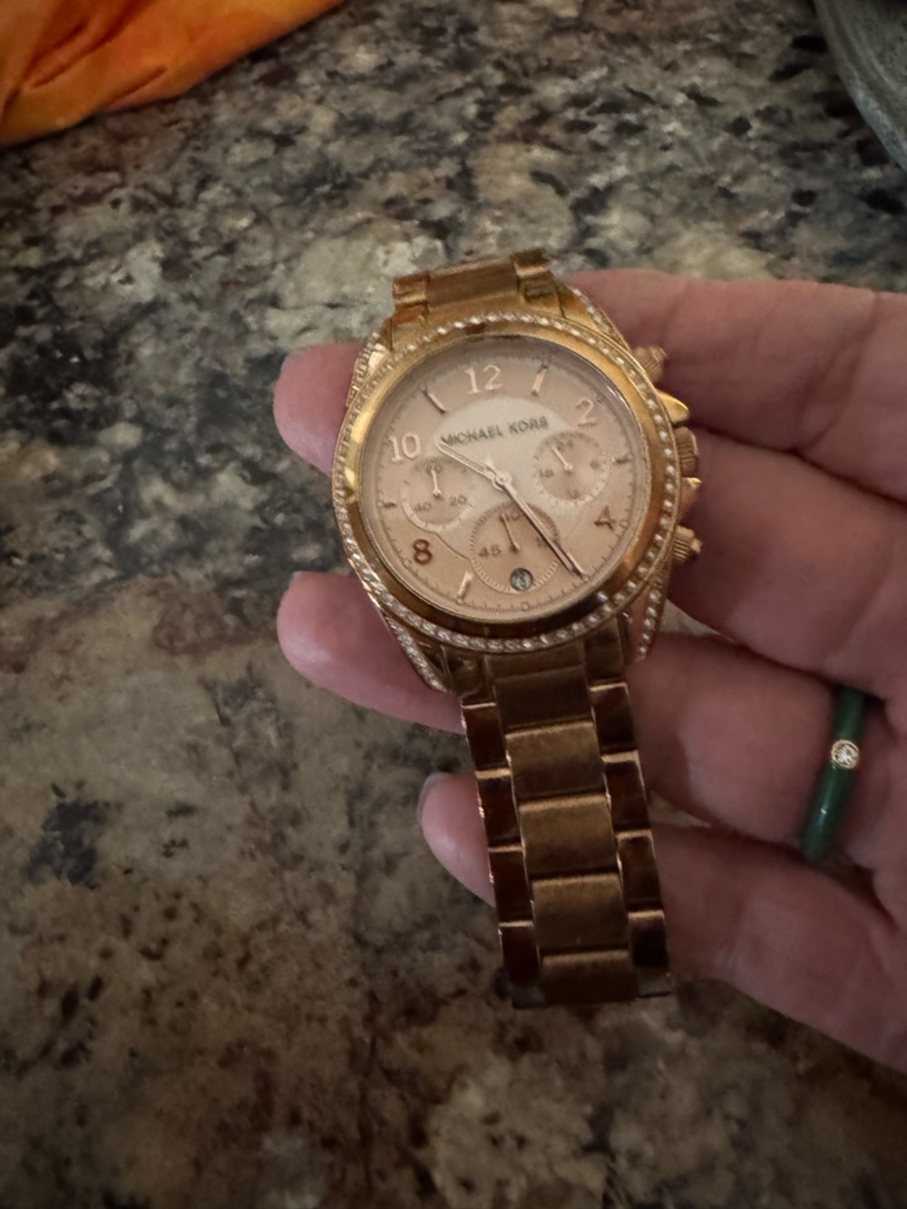 Michael Kors Rose Gold Crystal-Trim Chronograph Watch